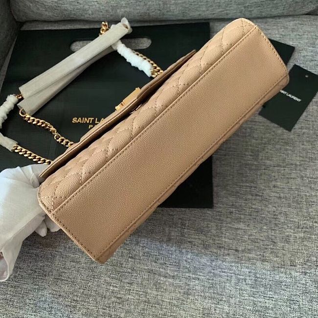 Y51 envelope medium bag in grained leather beige 600185 24 cm