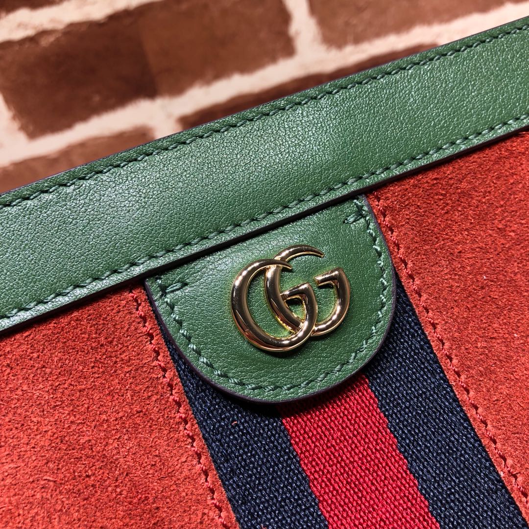 Gvc*1 medium ophidia gg shoulder bag in velvet orange/green 503876 32.5 x 20 x 10 cm