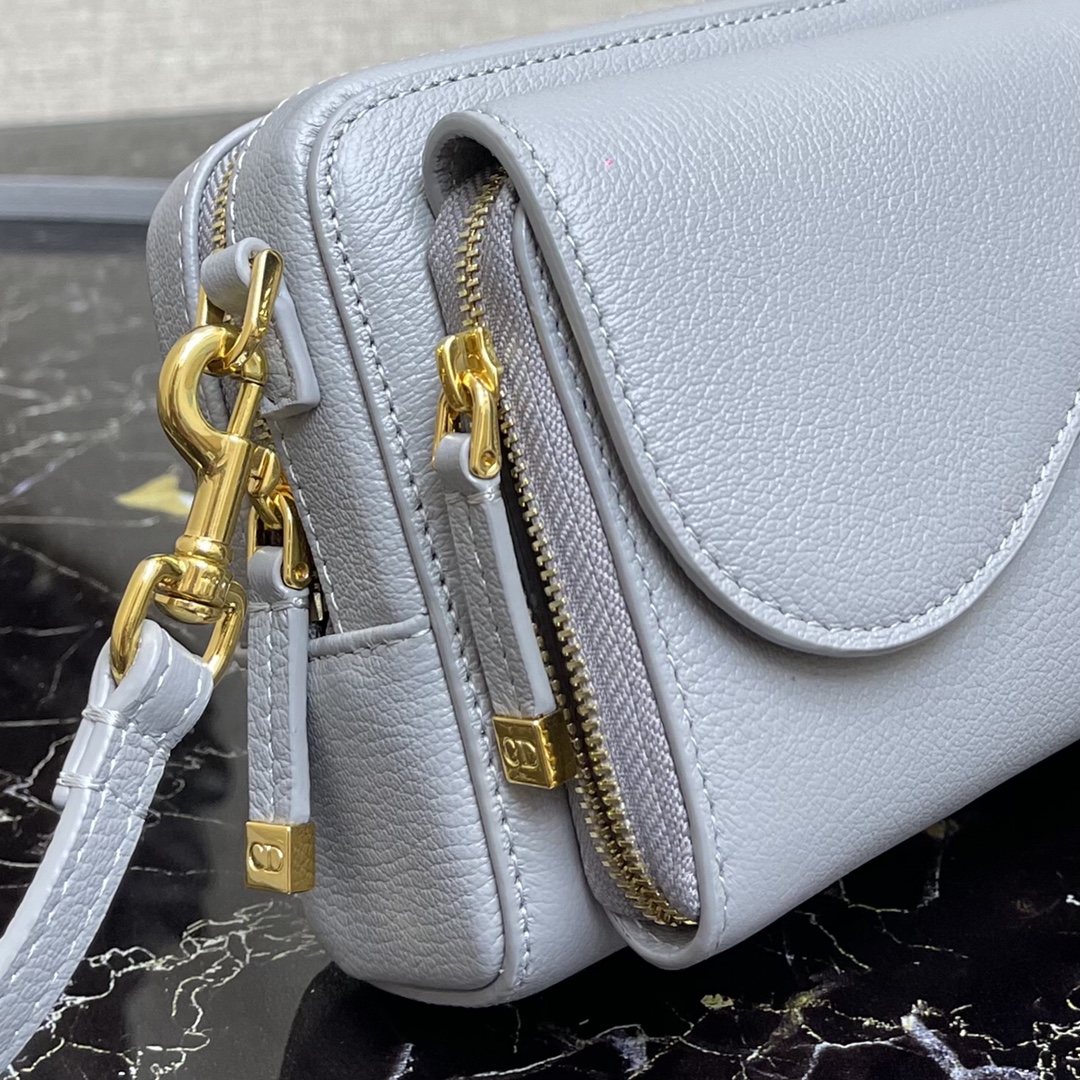 D10r saddle double pouch goatskin light blue s5668cceh 19 x 10.5 x 5 cm