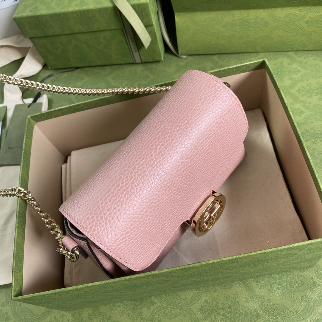 Gvc*1 interlocking g leather crossbody bag pink 607720 22 x 15 x 7 cm