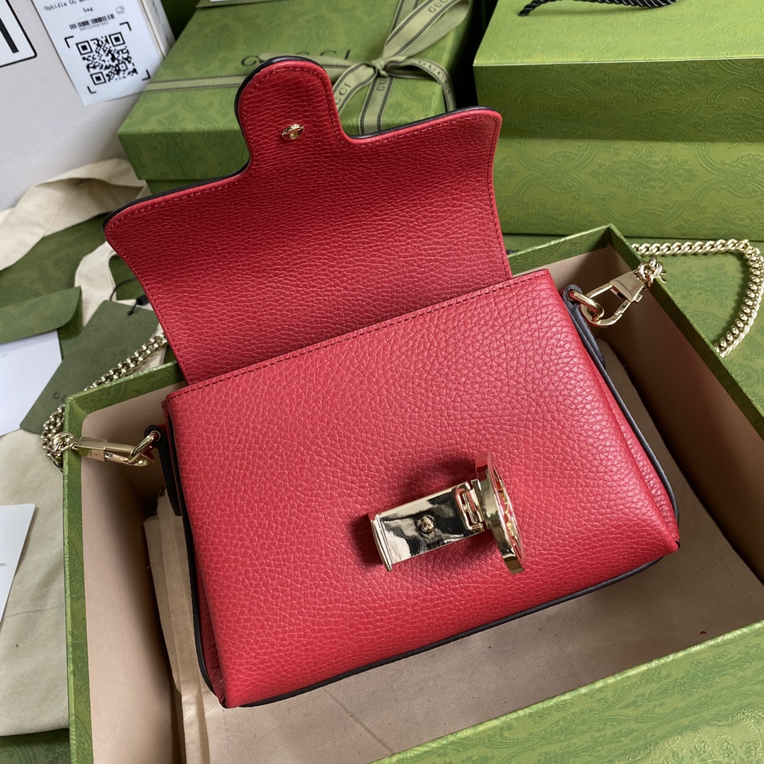 Gvc*1 interlocking g leather crossbody bag red 607720 22 x 15 x 7 cm