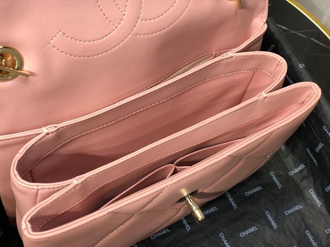 Ch**el small flap bag with top handle pink a92236 25cm