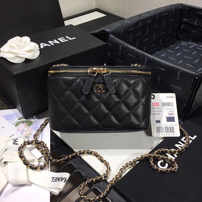 Ch**el cosmetic bag black as1341 16 × 8 × 10 cm
