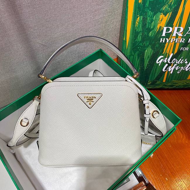 Pra*a matinée micro saffiano leather bag white 1ba286 21 x 16.5 x 9.5 cm