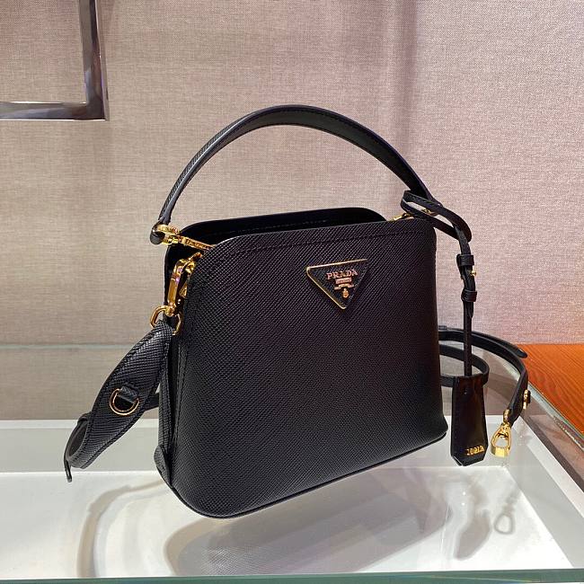 Pra*a matinée micro saffiano leather bag black 1ba286 21 x 16.5 x 9.5 cm