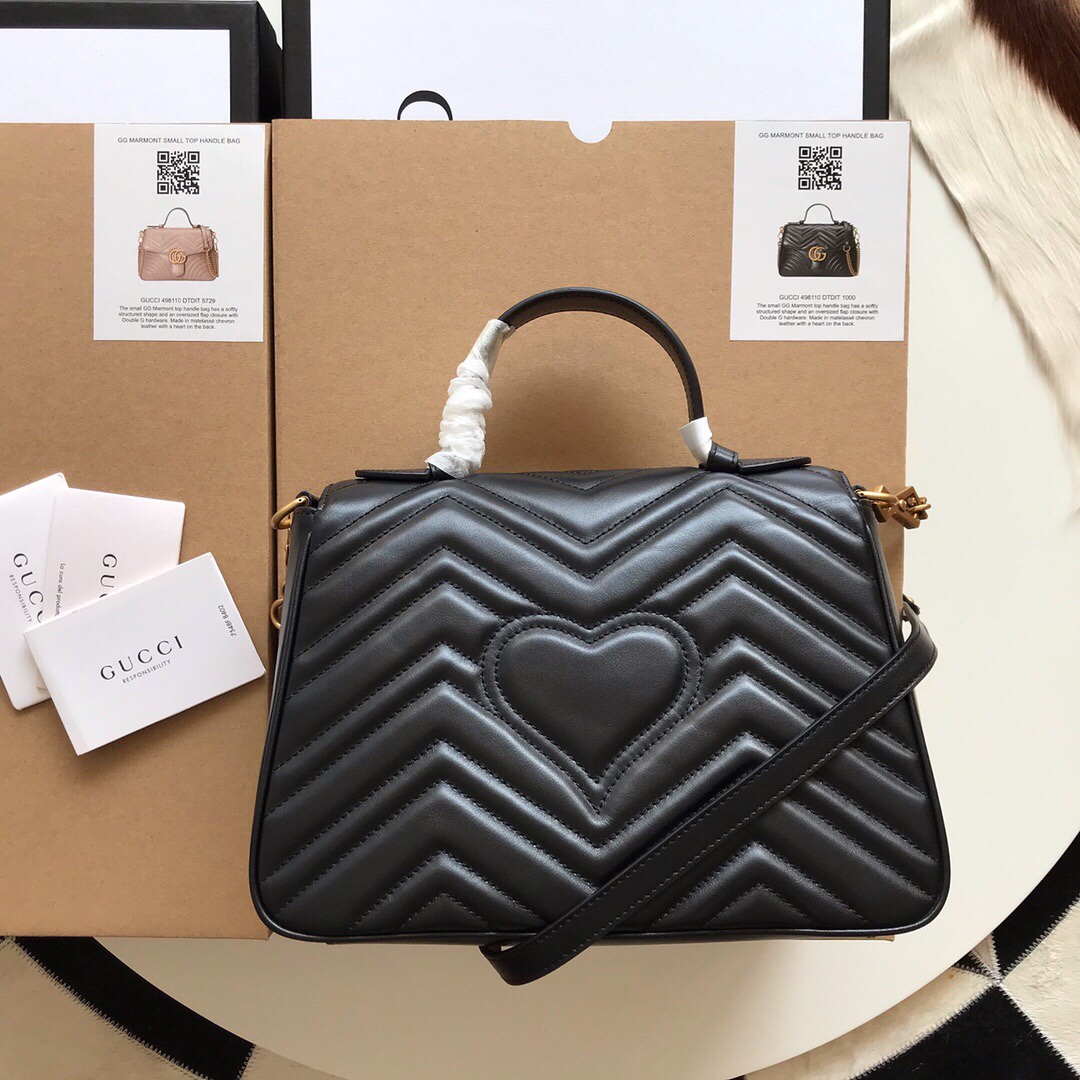 Gvc*1 gg marmont small top handle bag black 27 x 19 x 10.5 cm
