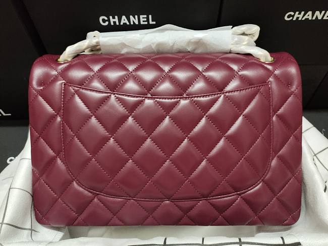 Ch**el flap bag lambskin leather gold chain burgundy a1113 30cm