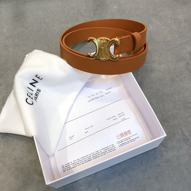 Ce1i*e cowhide leather belt brown size 2.5 cm