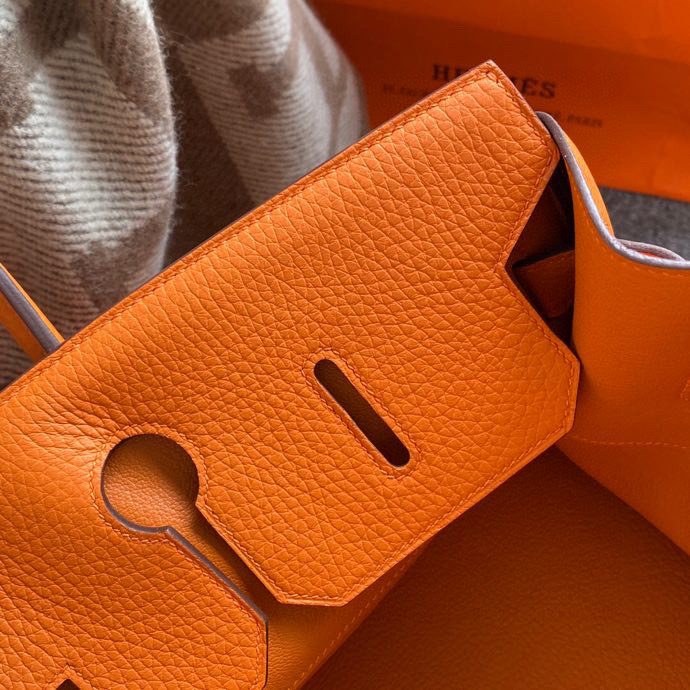 H**me5 custom made shoulder birkin 42cm togo orange silver buckle