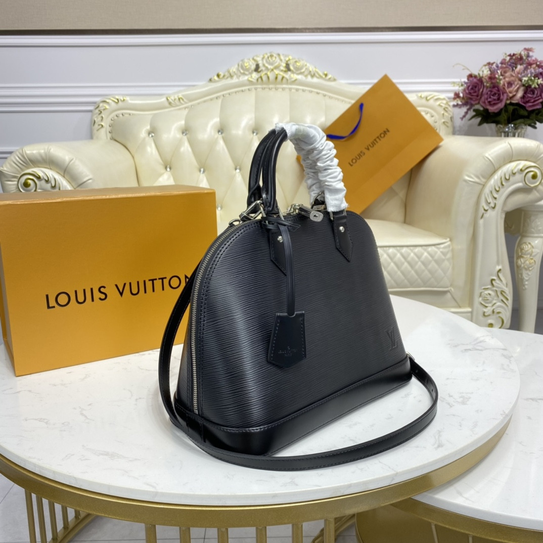 l0vis Vvtt0n alma bb stripe epi leather noir - m40862 - 24x11.5x18cm