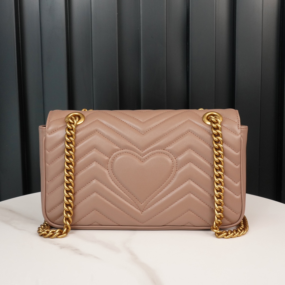 GG Marmont small matelassé shoulder bag Dusty pink 443497 – 26x15x7cm