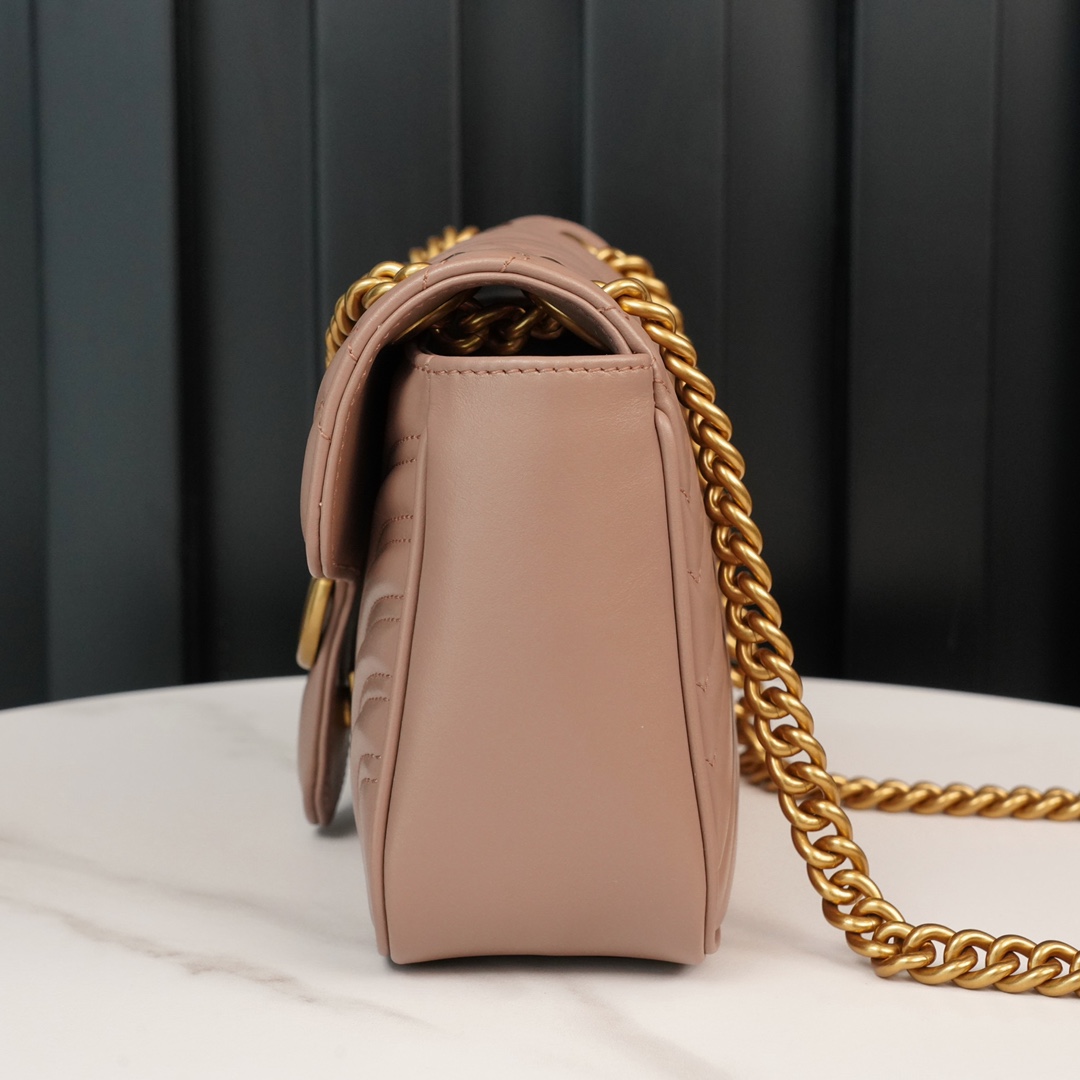 GG Marmont small matelassé shoulder bag Dusty pink 443497 – 26x15x7cm