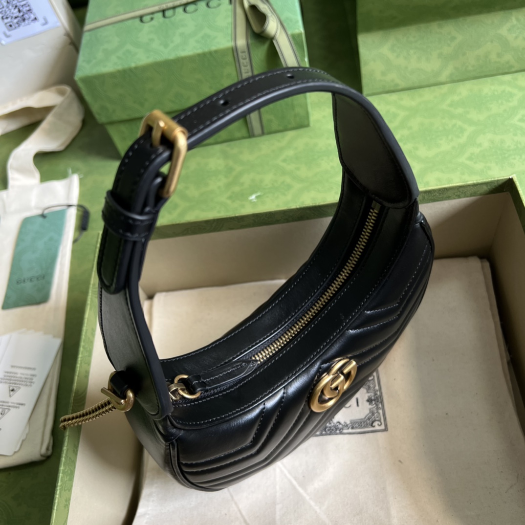 GG Marmont half-moon-shaped mini bag Black 699514 – 21.5 x 11 x 5cm