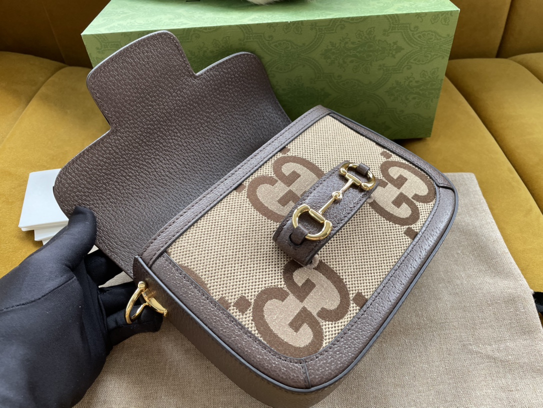 Gvc*1 horsebit 1955 mini bag brown ‎658574 - 20.5x14.5x5cm