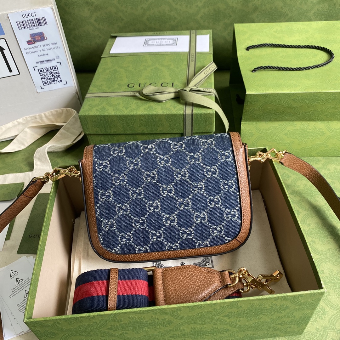 Gvc*1 horsebit 1955 mini bag blue denim ‎658574 - 20.5x14.5x5cm