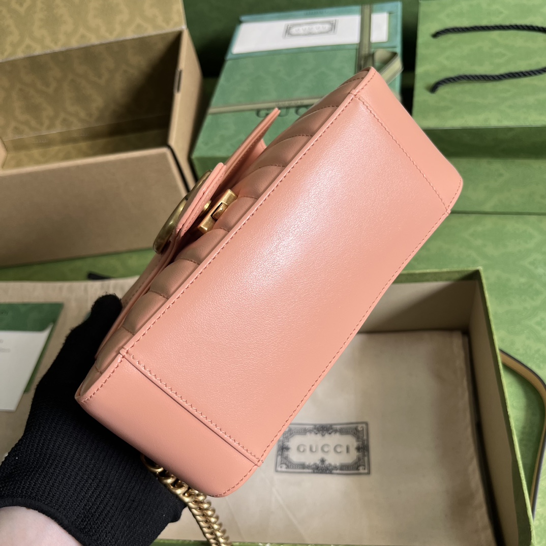 GG Marmont Matelassé mini top handle bag Peach 547260 - 21x 15.5 x 8cm
