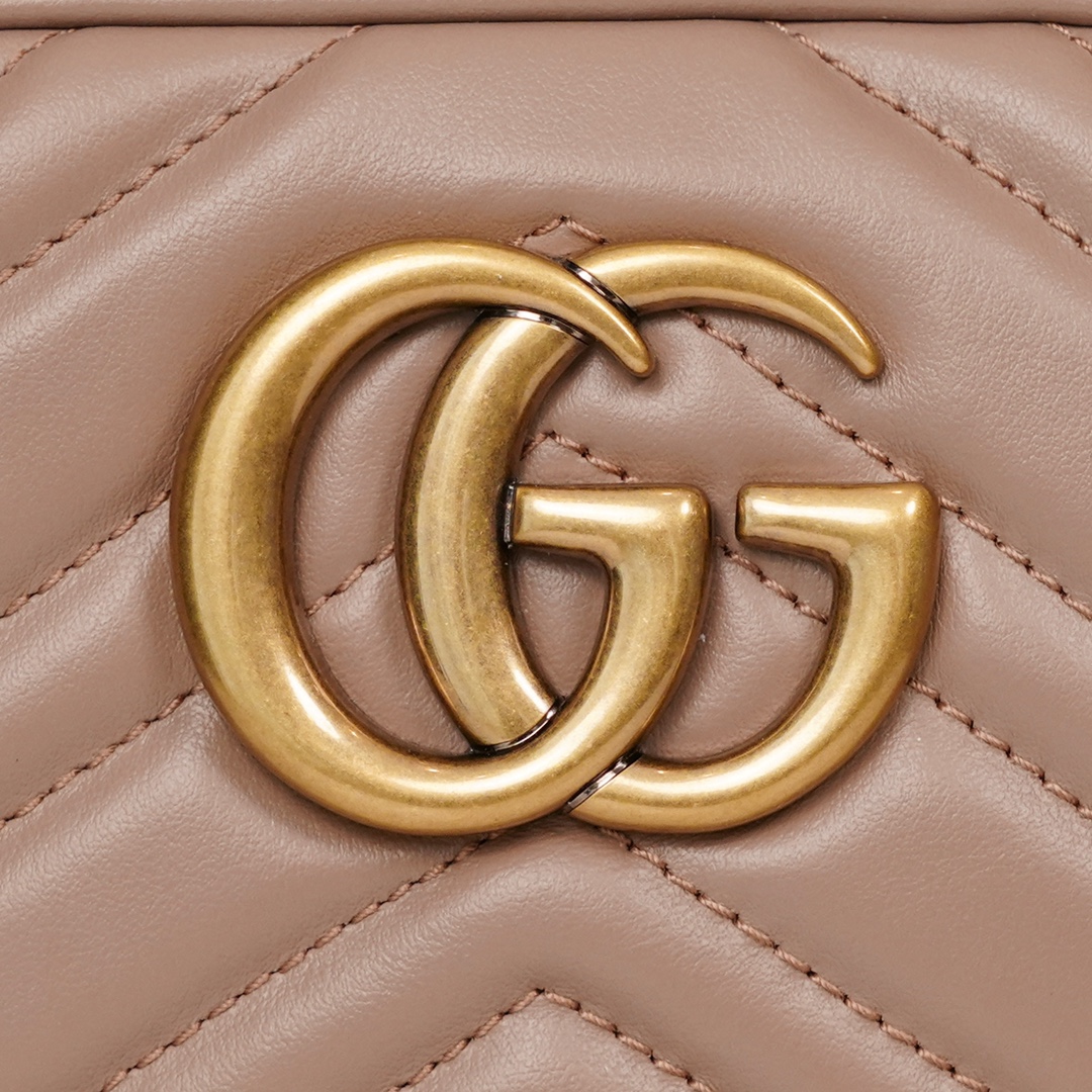 GG Marmont small matelassé shoulder bag (The camera bag) Dusty pink 447632  - 24x13x7cm