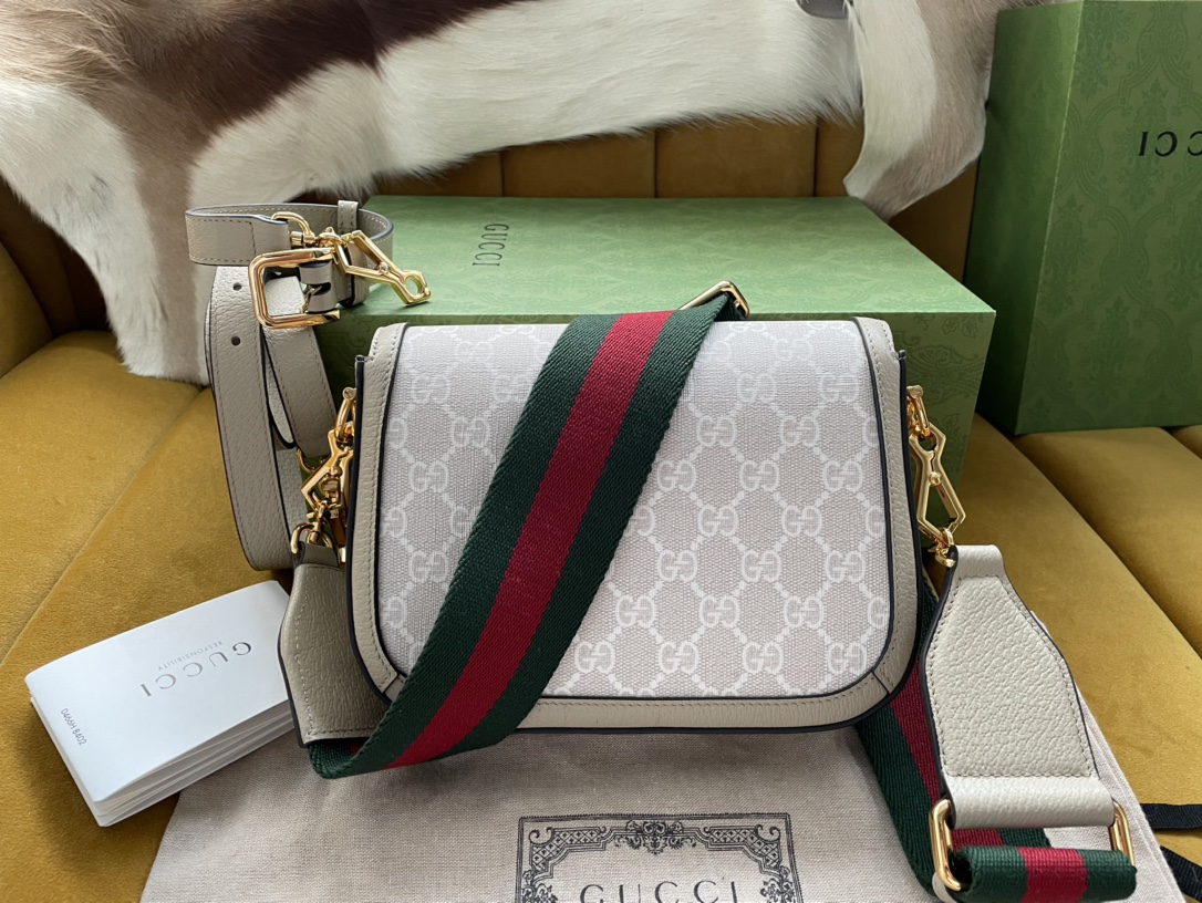 Gvc*1 horsebit 1955 mini bag light beige gg svp*me canvas ‎658574 - 20.5x14.5x5cm