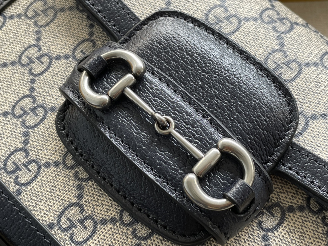 Gvc*1 horsebit 1955 mini bag black beige gg svp*me canvas 658574 - 20.5x14.5x5cm