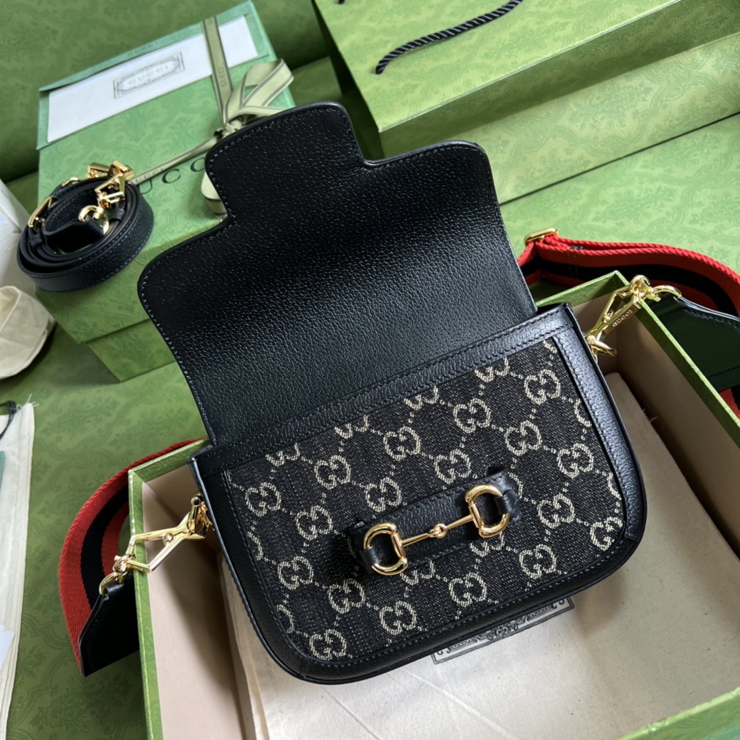 Gvc*1 horsebit 1955 mini bag black gg svp*me canvas ‎658574 - 20.5x14.5x5cm