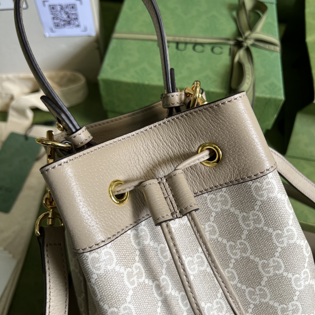 Gvc*1 ophidia small gg bucket bag oatmeal leather 550621 - 20.5 x 26 x 11cm
